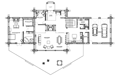 log home floor plan master down