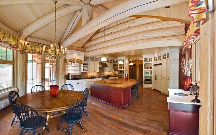 Post and Beam Kitchen, New York : log home kitchens, log home design, New York
