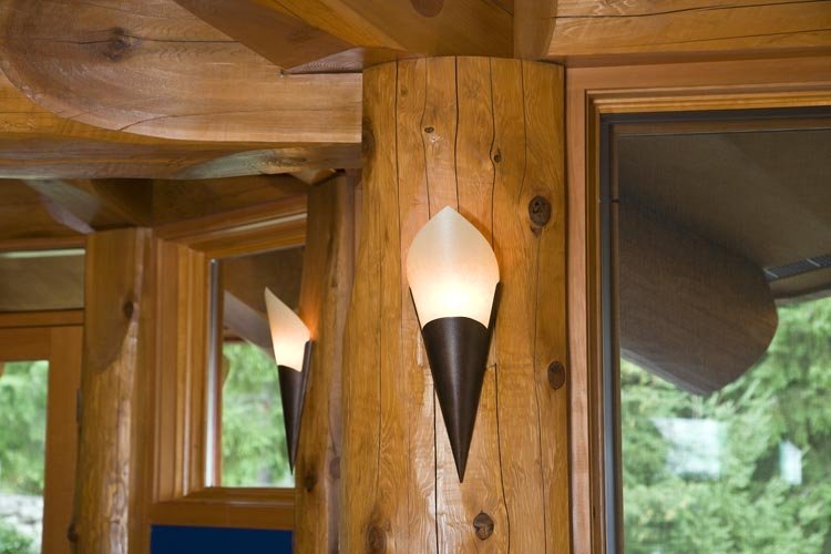 Post and Beam Lighting Detail : post and beam, log home, log home design